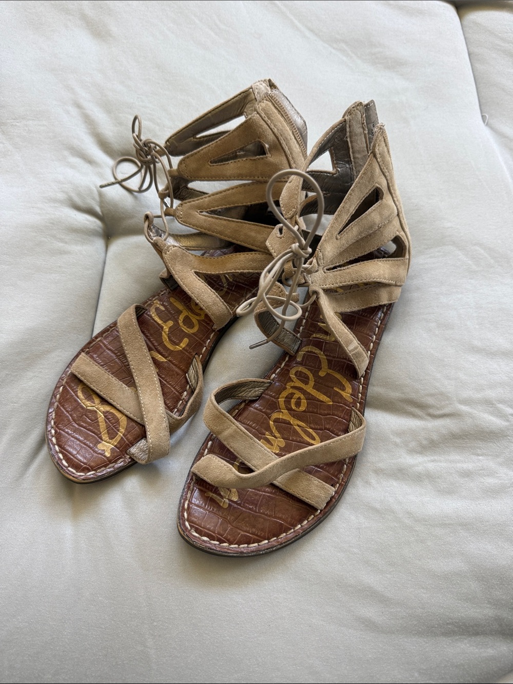 Women's Tan Lace-Up Gladiator Sandals